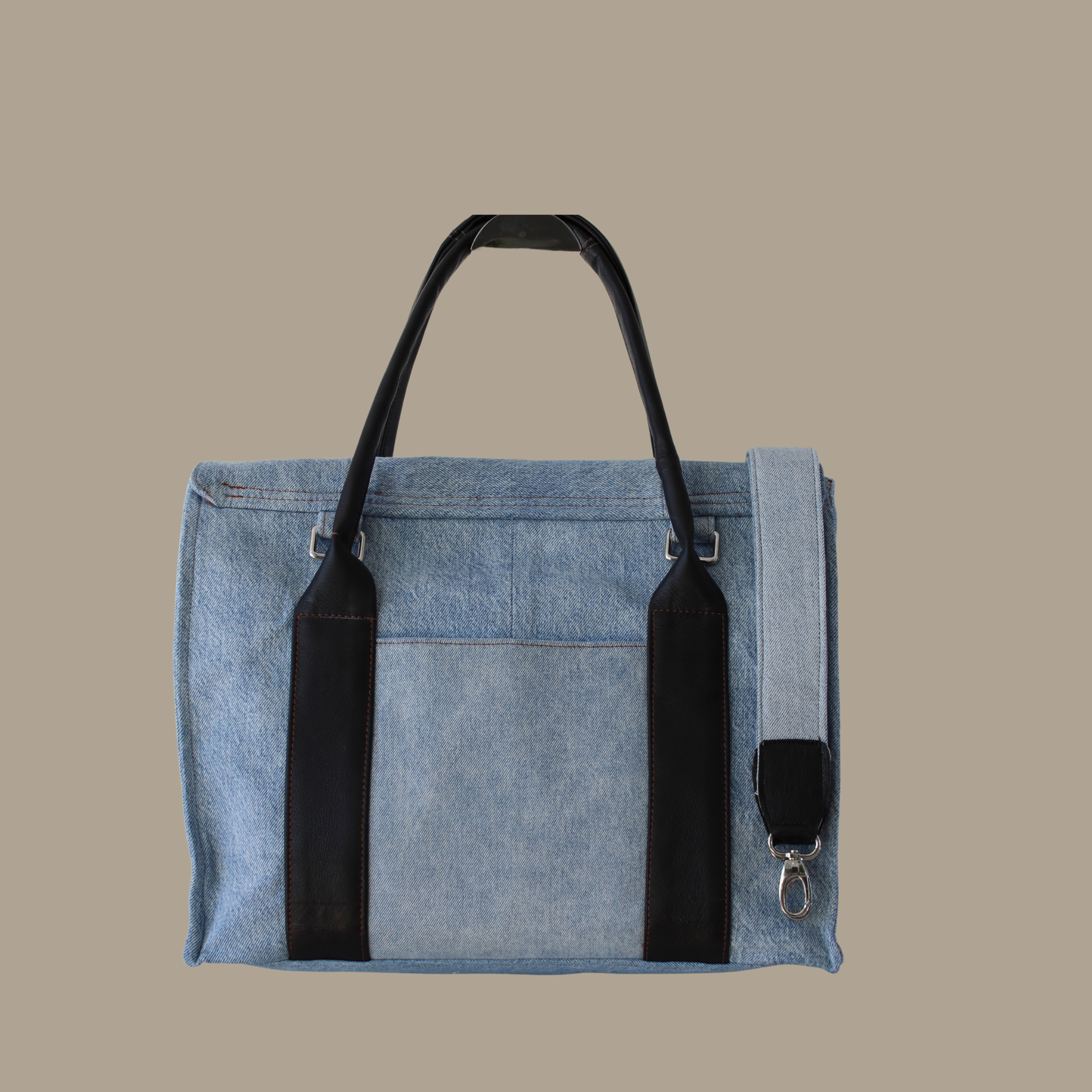 Denim Flap Tote Veske