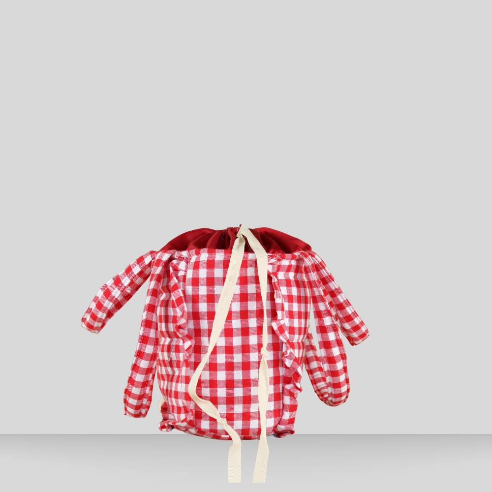 Gingham Lina Rødrutet Medium veske med volanger.