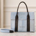 Denim Flap Tote Veske